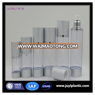 30ml 50ml 80ml 100ml 120ml black round plastic cosmetic matt silver cosmetic airless pump frosted bottle manufacturer