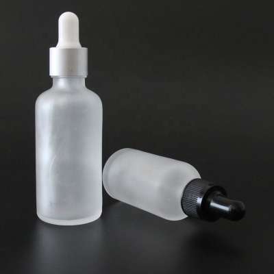 Low MOQ Wholesale 100ml Clear Frosted Glass Dropper Essential Oil Bottle with Rubber Dropper