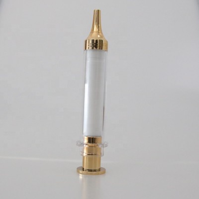 Free Sample 15ml Gold Eye Cream Airless Pump Bottle PETG Plastic Syringe Packaging