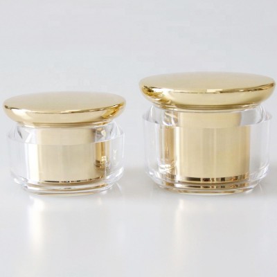 Empty 50g gold cosmetic face cream jars acrylic plastic containers