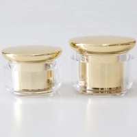 Empty 50g gold cosmetic face cream jars acrylic plastic containers