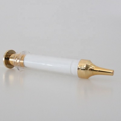 15ml empty needle tube white gold plastic cosmetic airless syringe bottle for eye cream