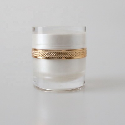 Luxury Pearl White 15g 30g 50g Round Acrylic Cosmetic Cream Jar With Lid