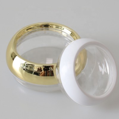 Empty plastic cosmetic container 20g 50g acrylic single wall clear jar with gold lid