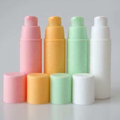 High quality cosmetic packaging airless pump bottle plastic PP beautiful airless bottle 15ml 30ml 50ml