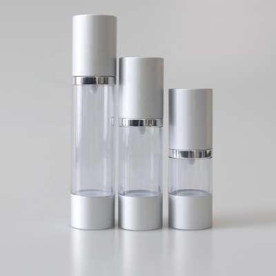 Empty matt silver plastic airless pump 100ml cosmetic bottle