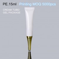 15ml White Plastic Empty Eye Cream Tube w/ Golden Screw Elegant Cap & White PP Inner Tip