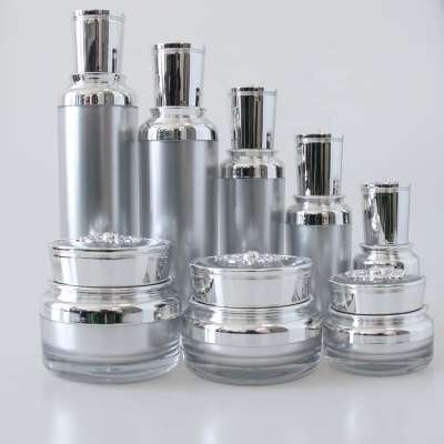 15ml 30ml 50ml Acrylic Empty Plastic Silver Luxury Cosmetic Cream Jar