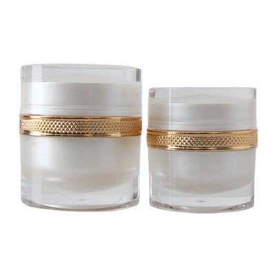 Hot sale cosmetic packaging white acrylic double wall face cream jar 15ml 30ml 50ml